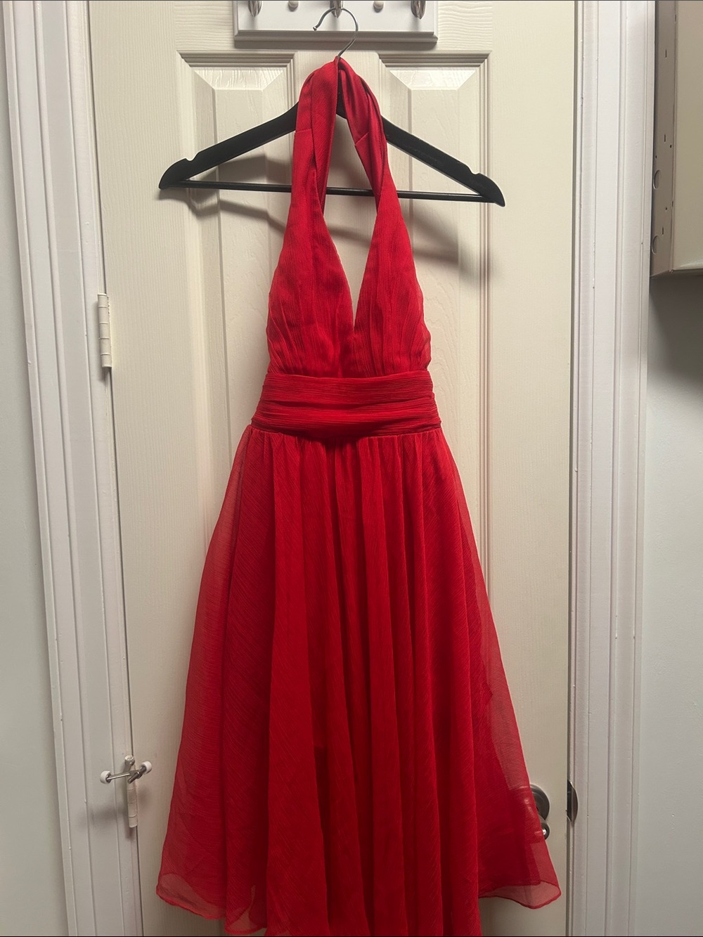 Blaque Label Red Backless Halter Midi Dress